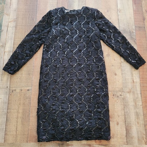 Martin Ross Black Lace abd Ribbon Cocktail Dress - Picture 1 of 14